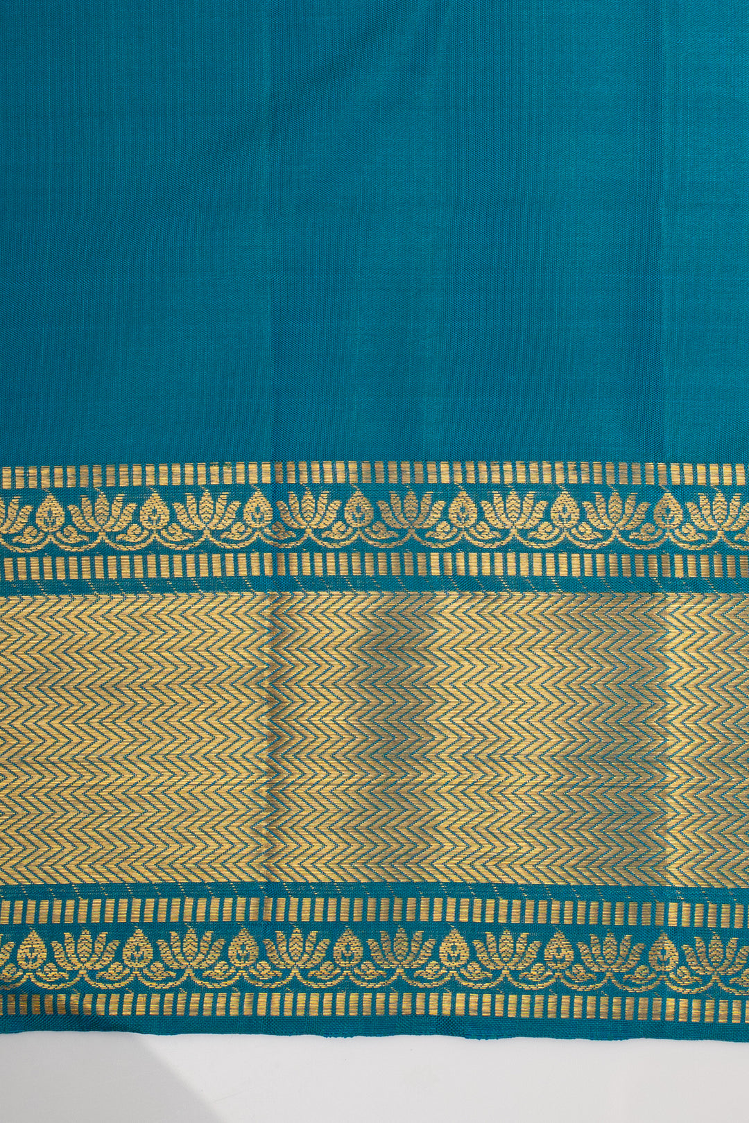 Peacock Blue Brocade Pure Kanchipuram Silk Saree