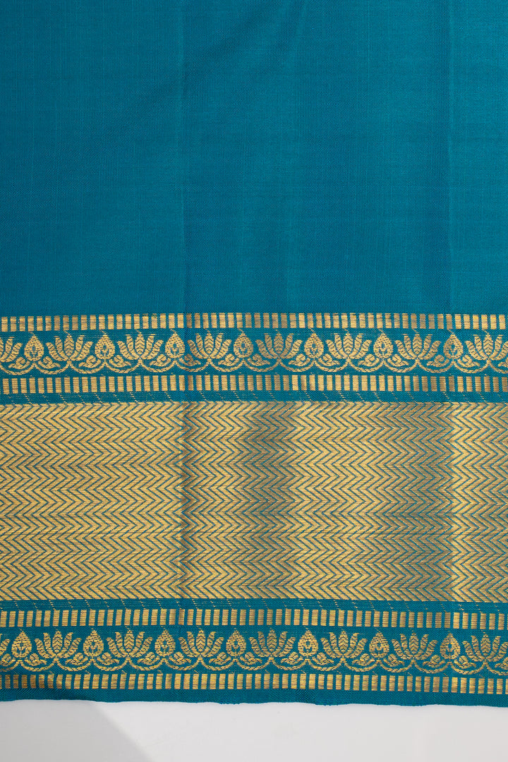 Peacock Blue Brocade Pure Kanchipuram Silk Saree