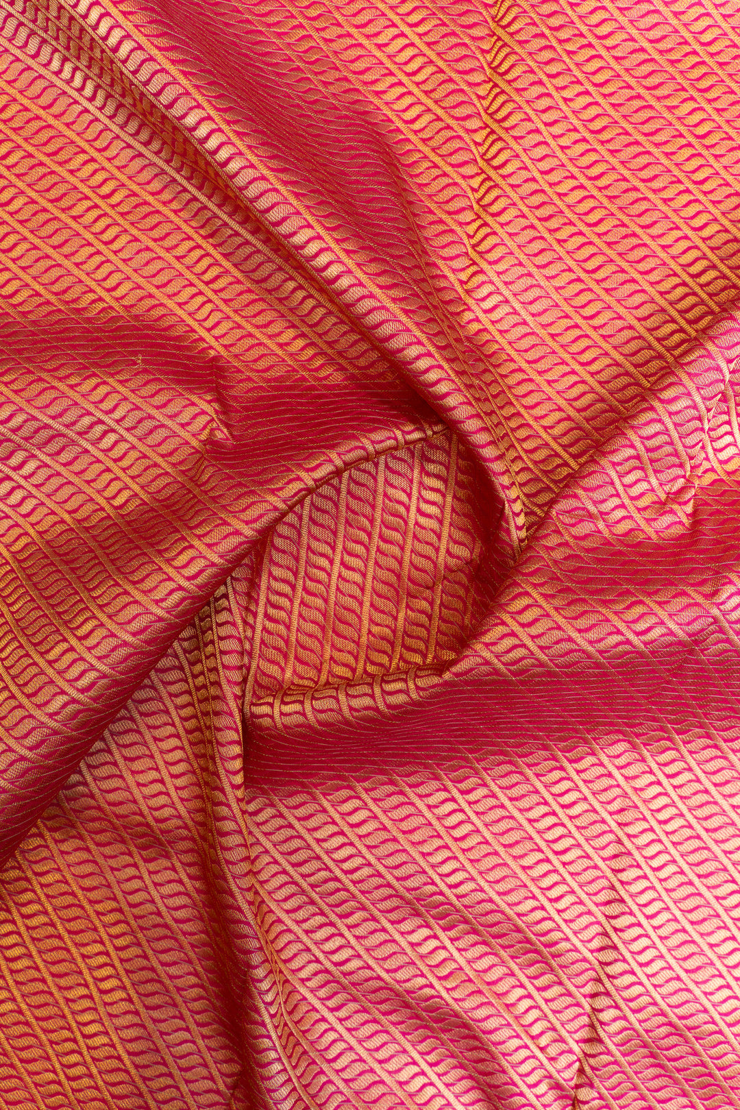 Beige and lilac stripes pure Kanchipuram silk saree