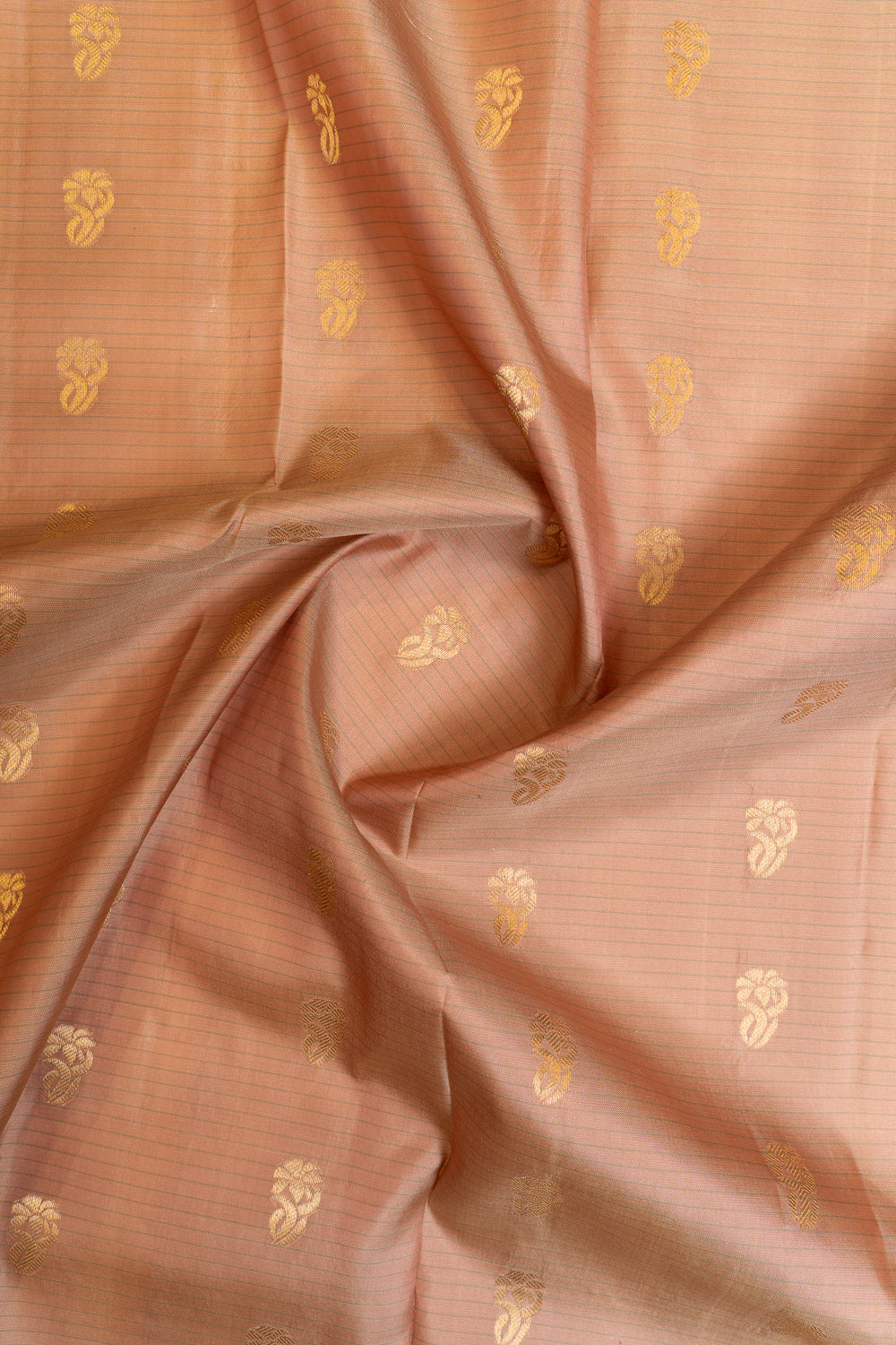 Beige and lilac stripes pure Kanchipuram silk saree