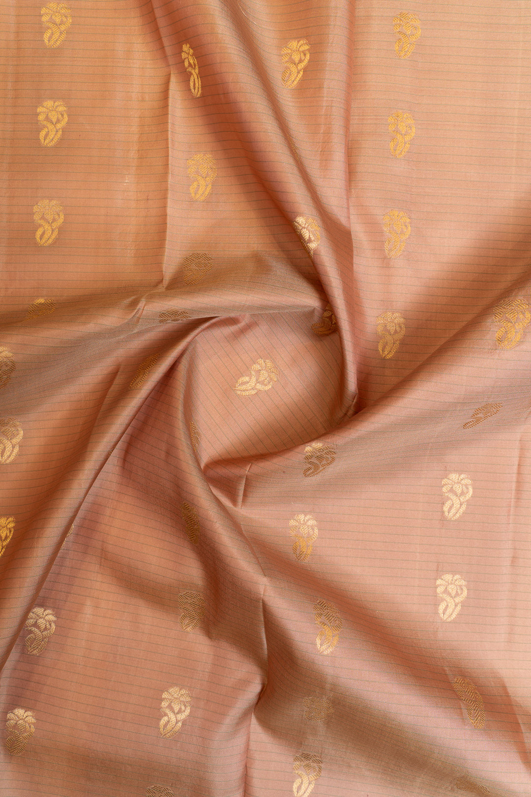 Beige and lilac stripes pure Kanchipuram silk saree