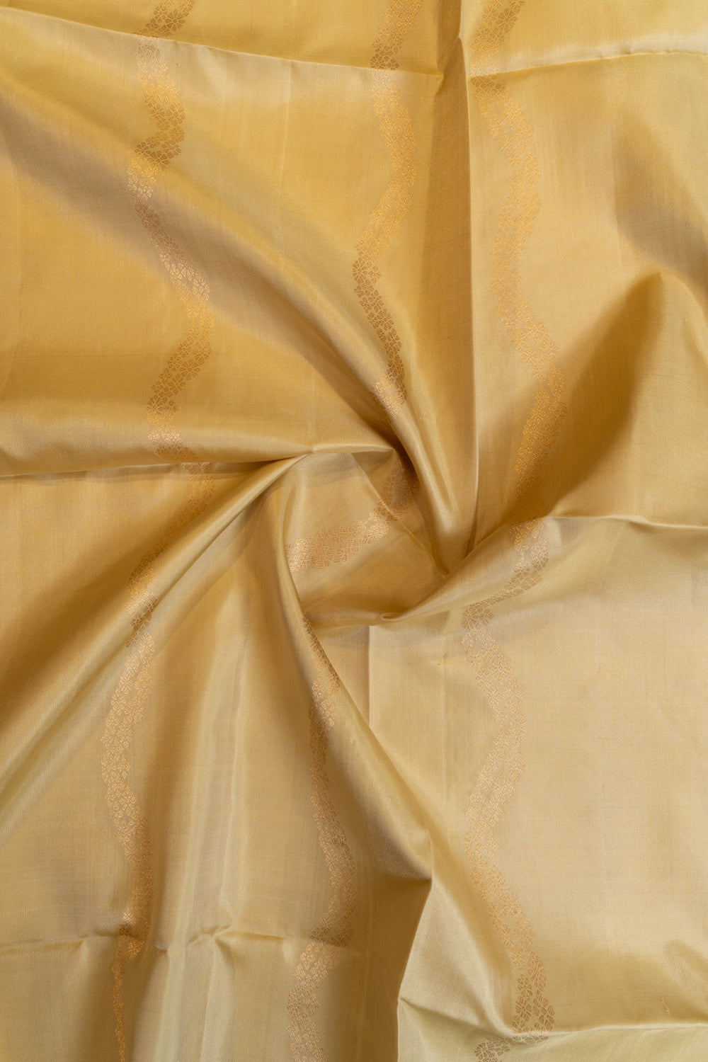 Beige and peacock blue ornamental stripes pure soft silk saree