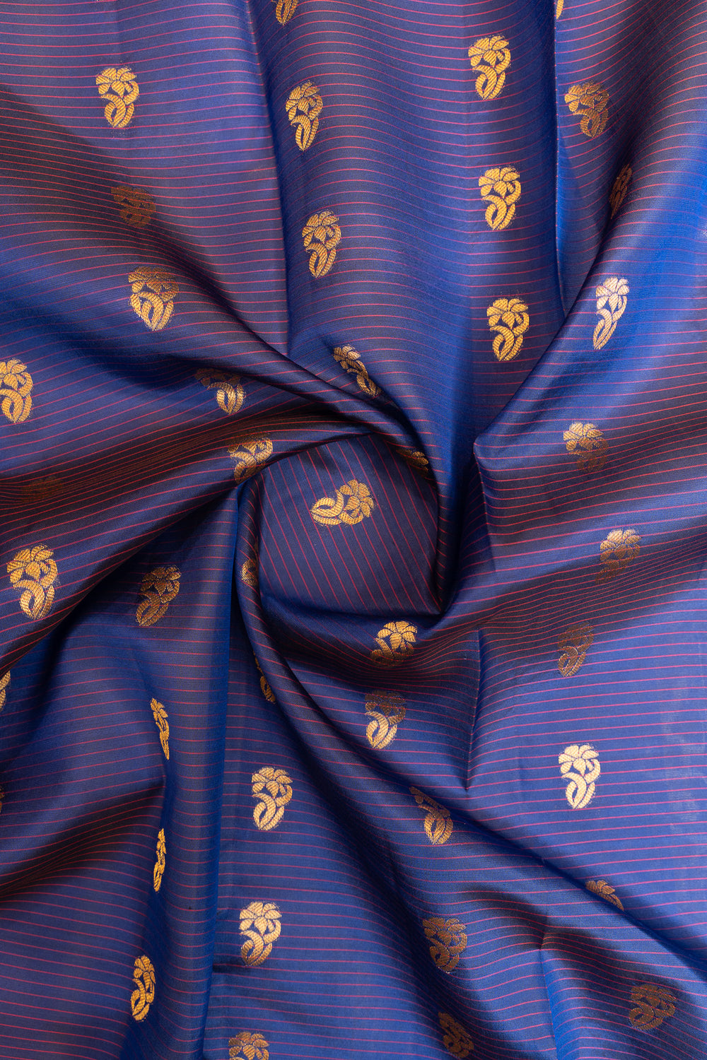Indigo purple rettai pettu pure Kanchipuram silk saree
