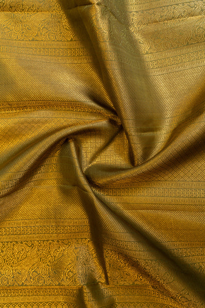 Sheen green zari checks pure kanjivaram silk saree