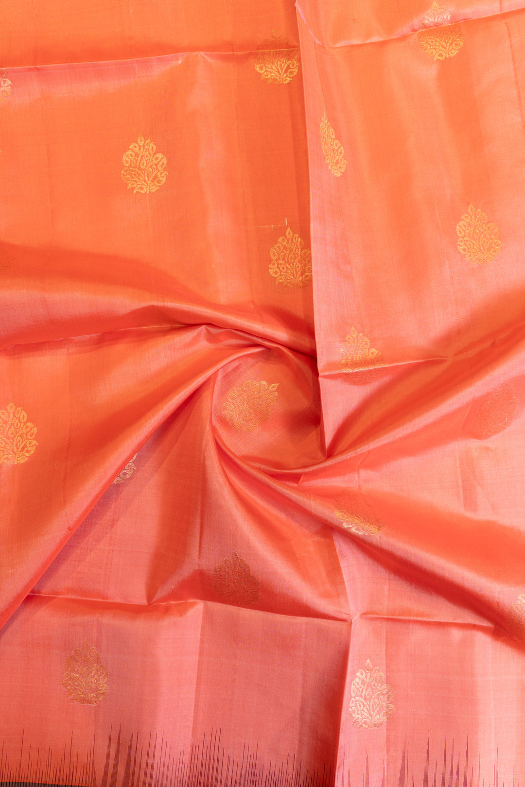 Peach and jamun pure soft silk saree