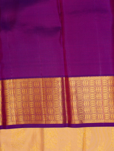 Sandal Yellow and Purple Pure Kanchipuram Silk Saree