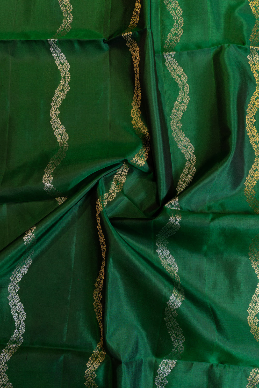 Emerald green and yellow pure soft silk saree