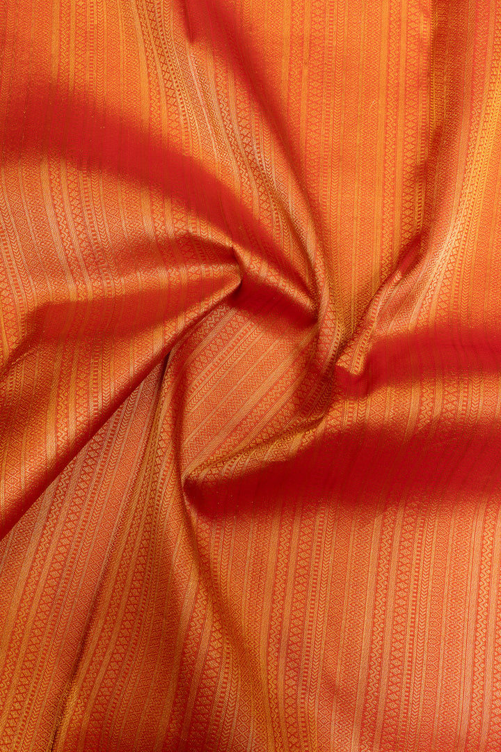 Orange thread brocade pure Kanchipuram silk saree
