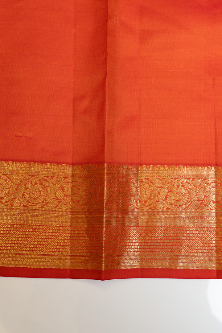 Orange thread brocade pure Kanchipuram silk saree
