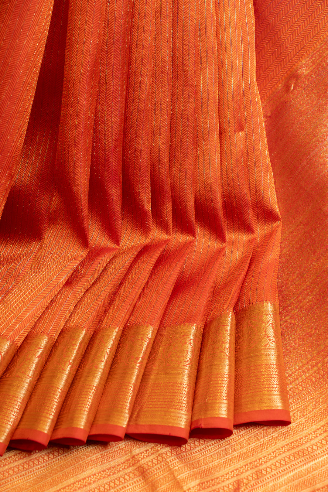 Orange thread brocade pure Kanchipuram silk saree