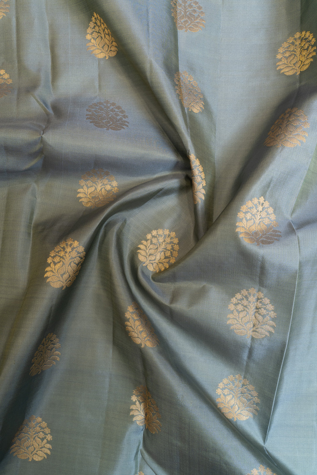Grey and black traditional pure Kanchipuram silk saree