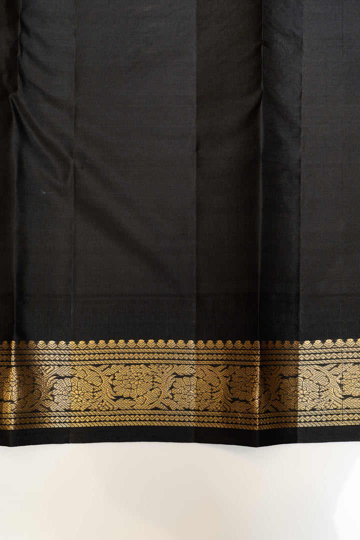 Grey and black traditional pure Kanchipuram silk saree