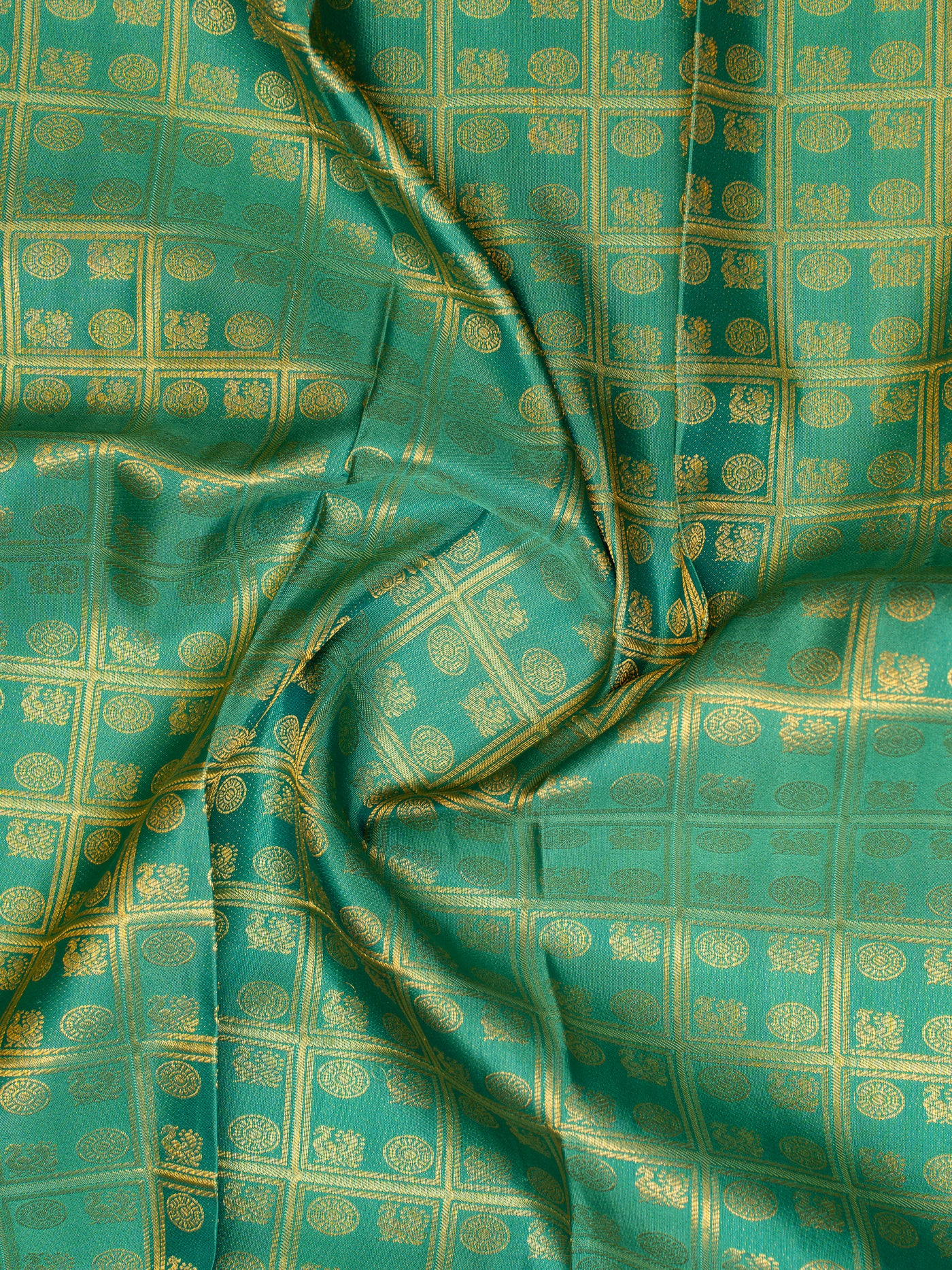 Teal Blue Brocade Pure Kanchipuram Silk Saree