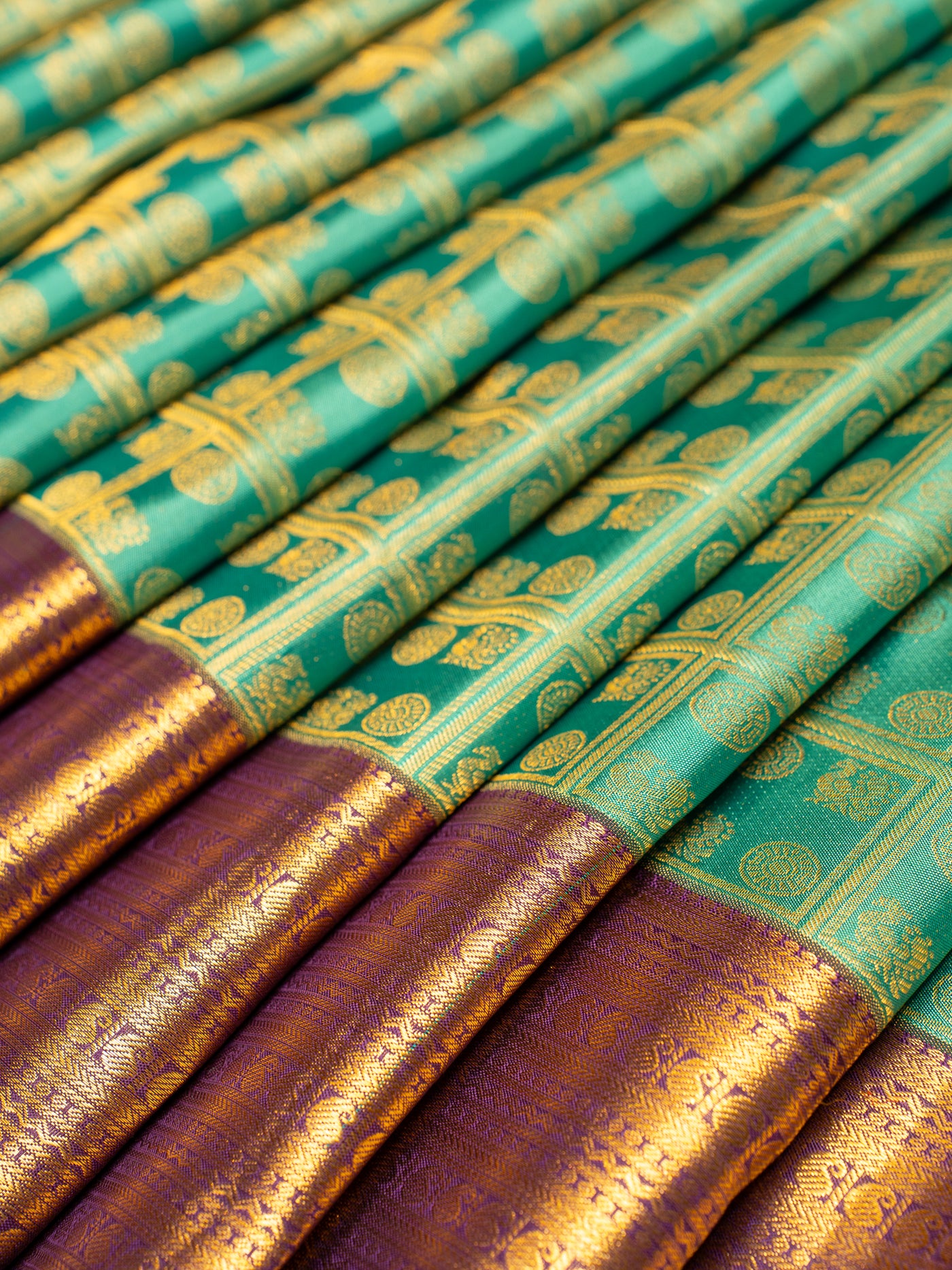 Teal Blue Brocade Pure Kanchipuram Silk Saree