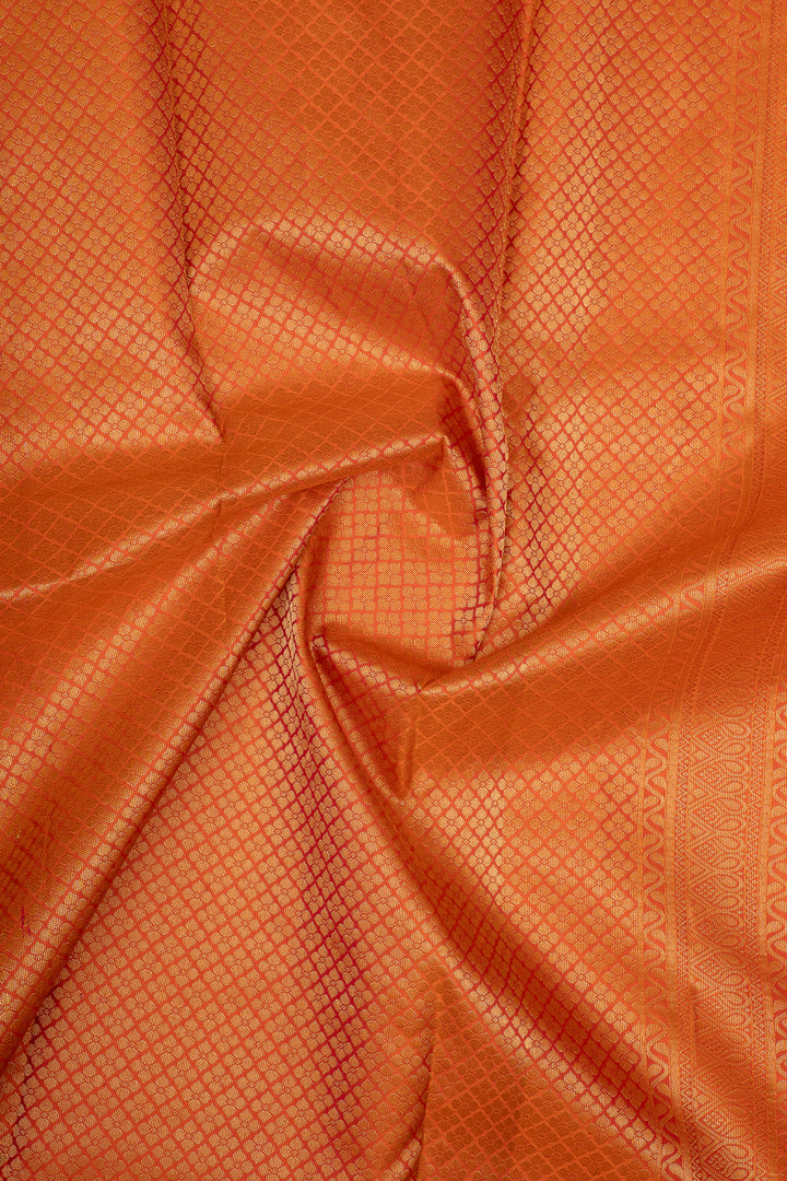 Rust Orange Traditional Pure Kanchipuram Silk Saree