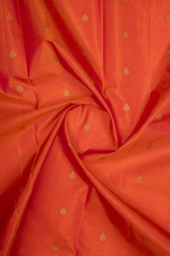 Rust Orange Traditional Pure Kanchipuram Silk Saree