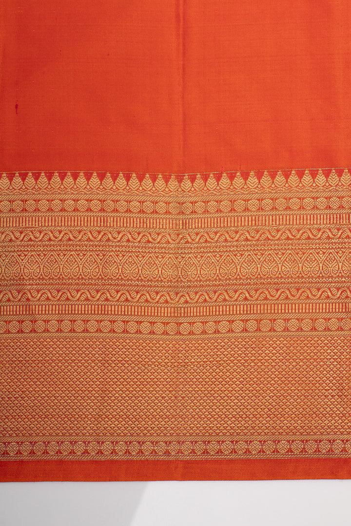 Rust Orange Traditional Pure Kanchipuram Silk Saree