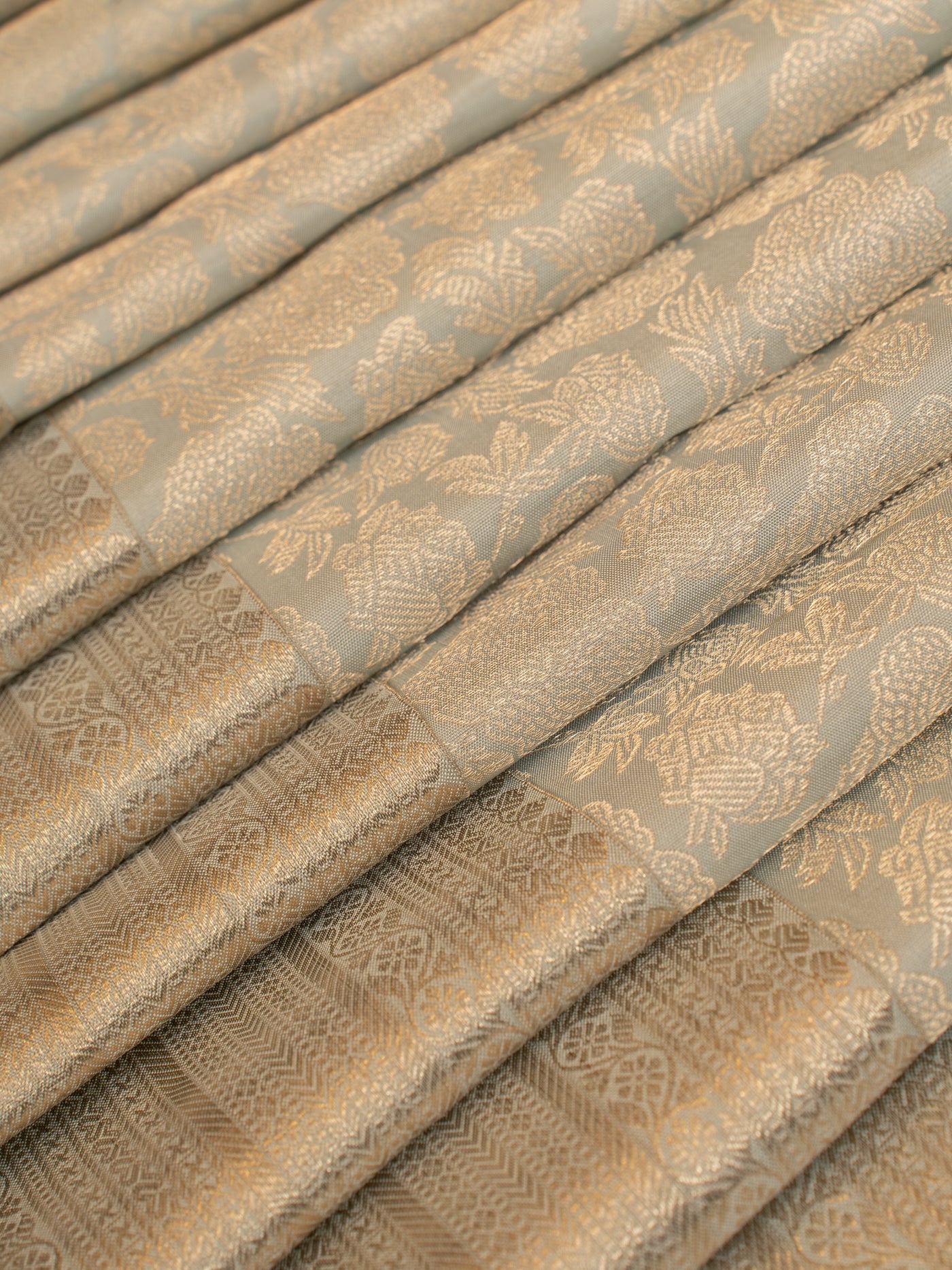 Ice blue embossed brocade pure Kanchipuram silk saree