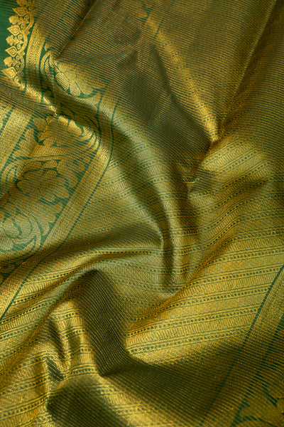 Bottle Green Vairaoosi Pure Kanchipuram Silk Saree - Clio Silks