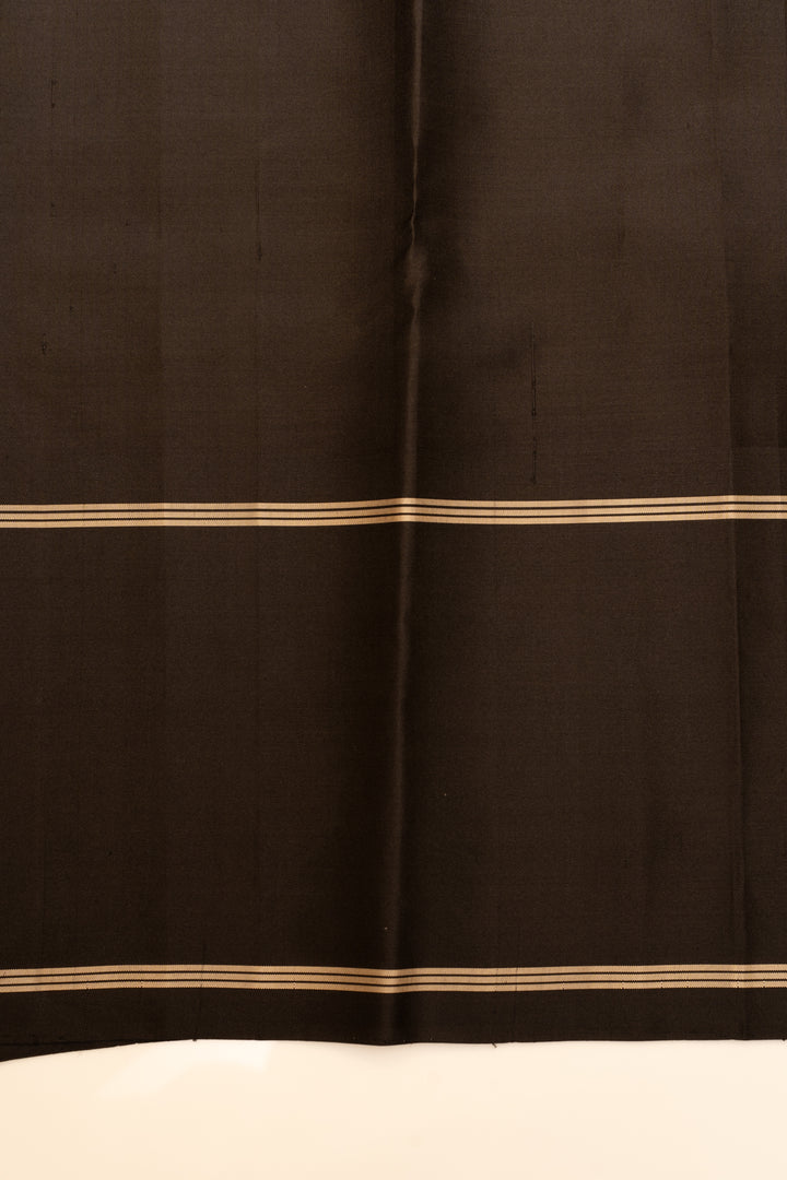 Orange and black without zari pure Kanchipuram silk saree