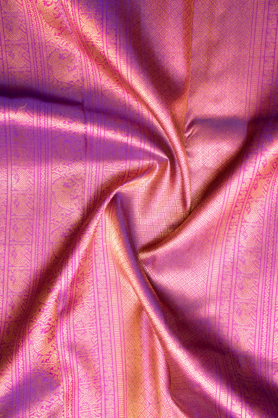 Multi Checks Veldhari Pure Zari Kanchipuram Silk Saree - Clio Silks