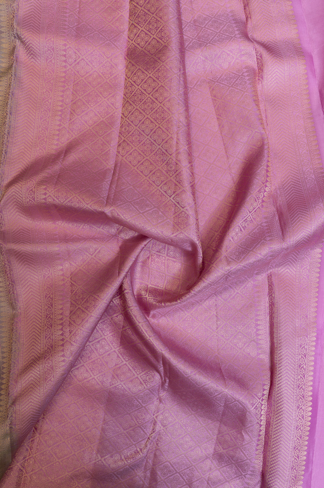 Lilac and gold rangkat pure brocade Kanchipuram silk saree