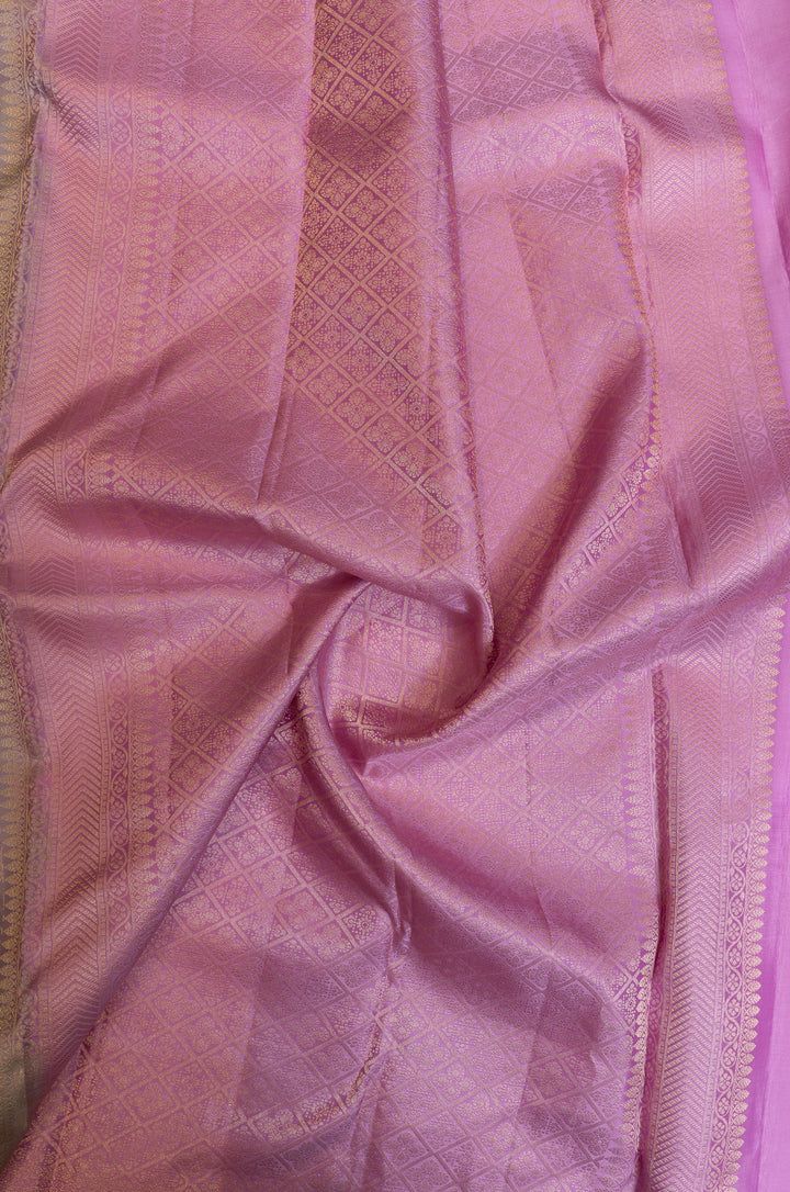 Lilac and gold rangkat pure brocade Kanchipuram silk saree