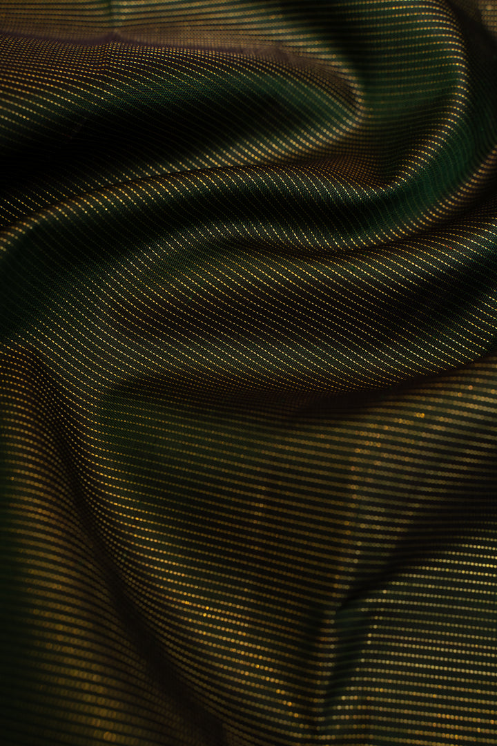 Bottle Green and Baby Pink Korvai Vairaoosi Pure Kanchipuram Saree - Clio Silks