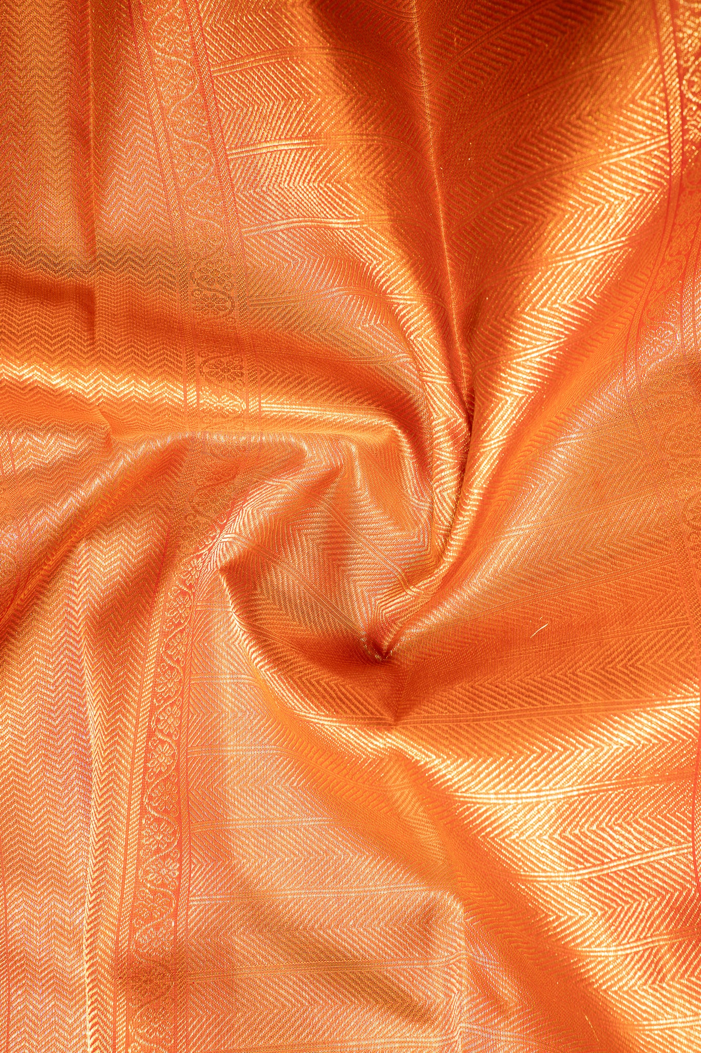 Maroon and Orange Stripes Pure Zari Kanchipuram Silk Saree - Clio Silks