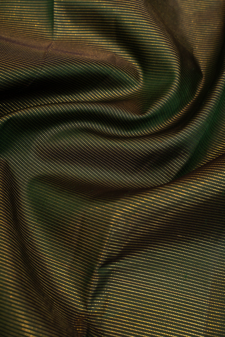 Bottle Green and Baby Pink Korvai Vairaoosi Pure Kanchipuram Saree - Clio Silks