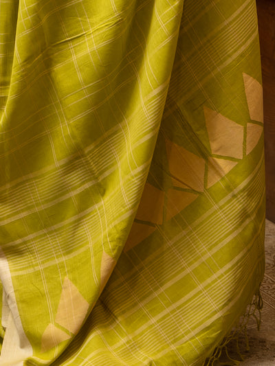 Mehendi Green Pure Khadi Jamdani Cotton Saree - Clio Silks