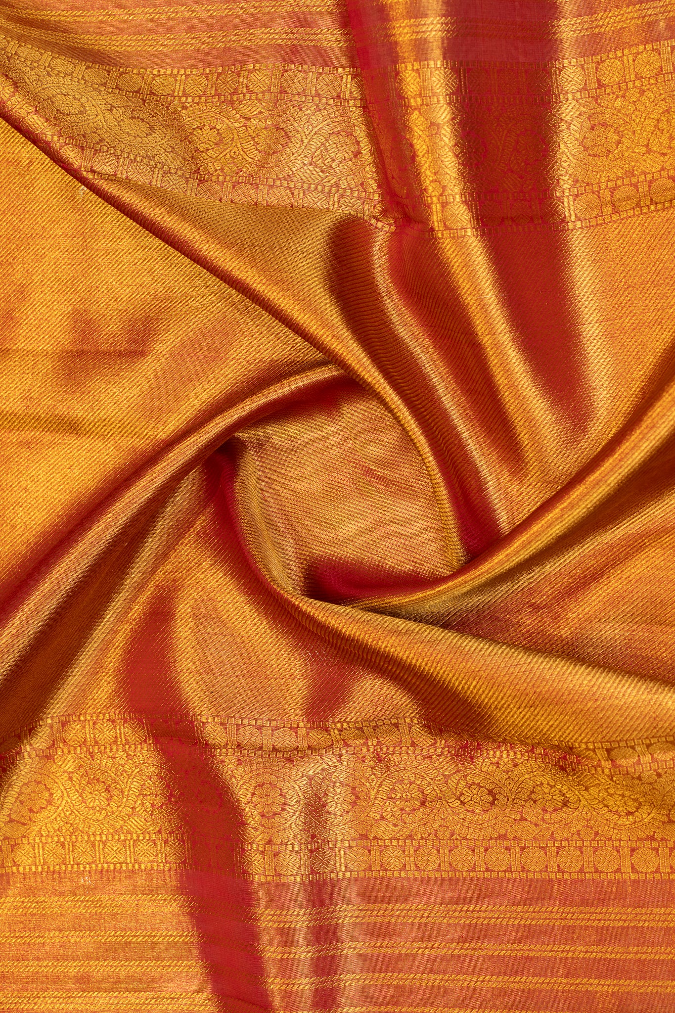 Red and gold paisley pure zari tissue Kanchipuram silk saree