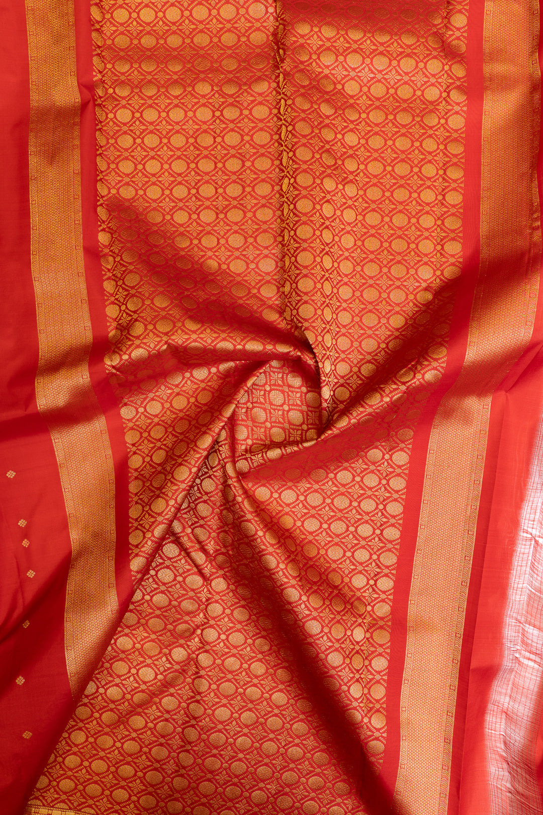 Red and gold traditional pure Kanchipuram silk saree