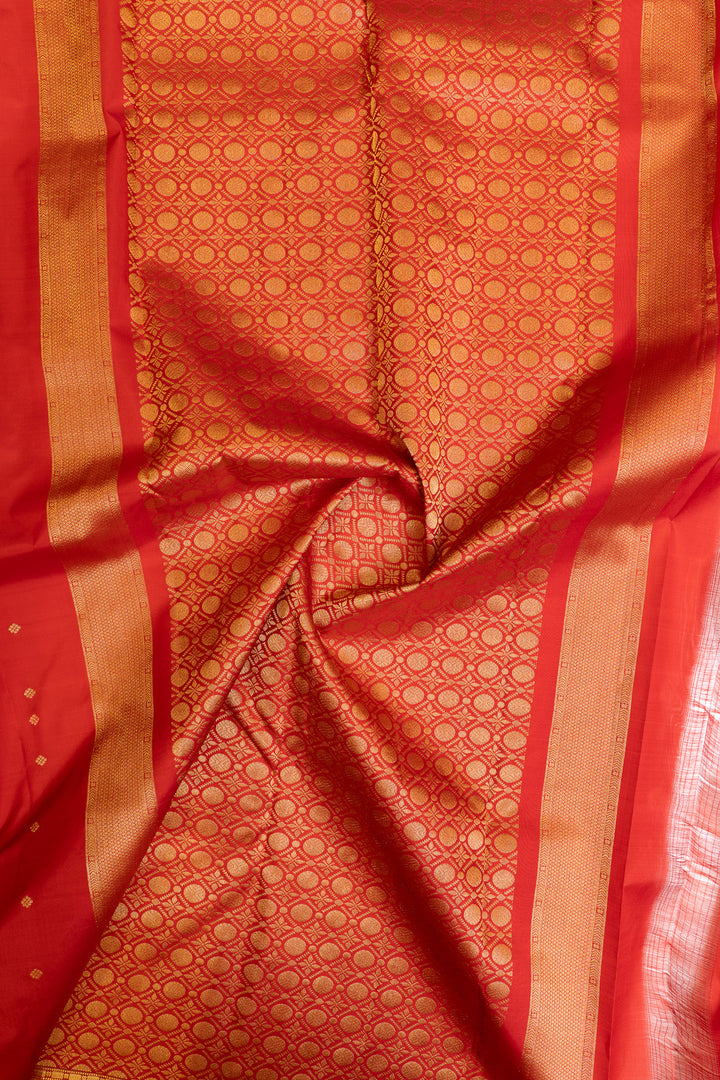 Red and gold traditional pure Kanchipuram silk saree
