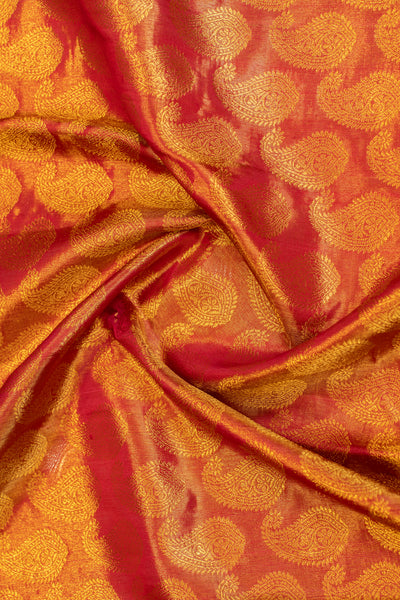 Red and gold paisley pure zari tissue Kanchipuram silk saree