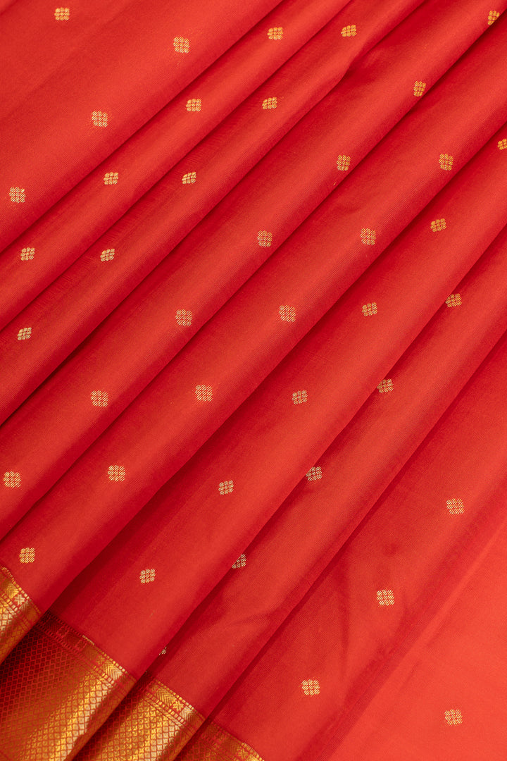 Red and gold traditional pure Kanchipuram silk saree