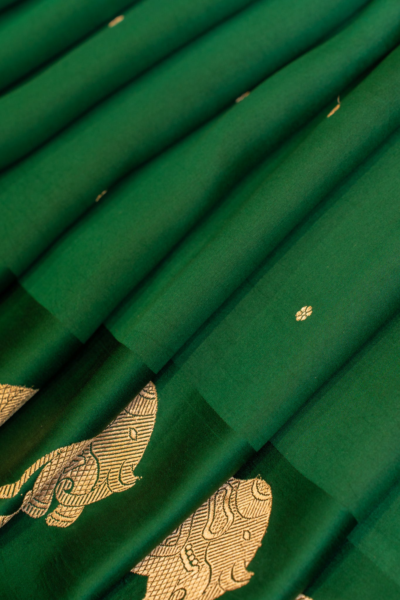 Bottle green pure Banaras mashru silk saree