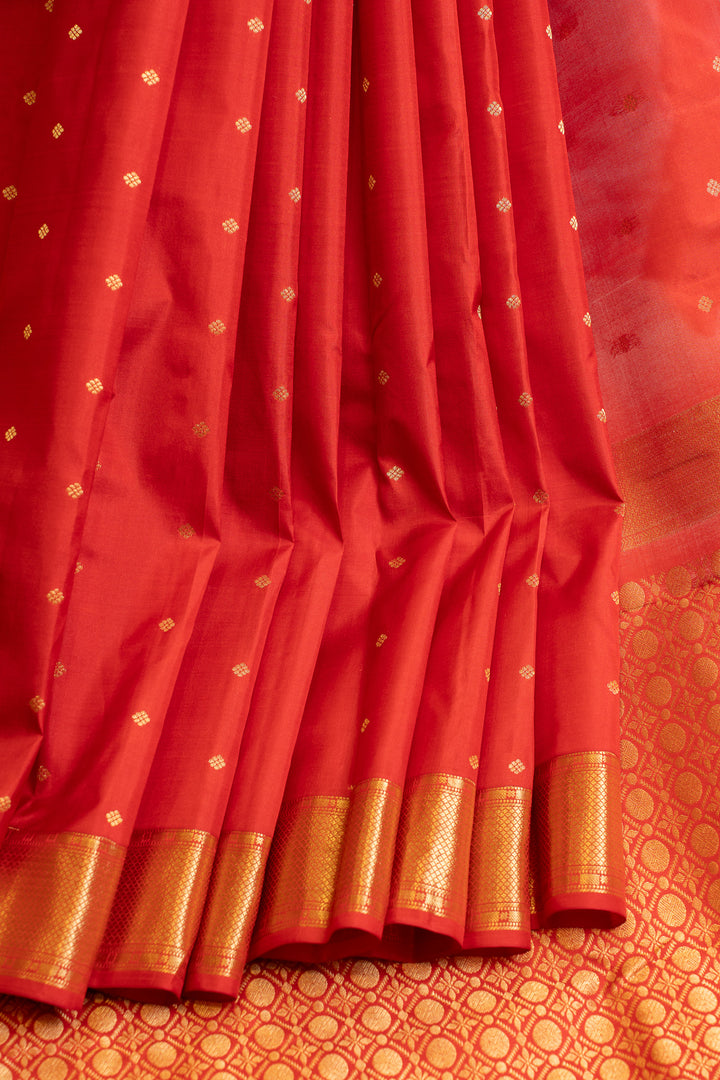 Red and gold traditional pure Kanchipuram silk saree