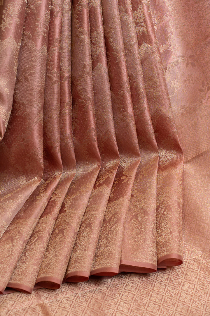 Mauve rangkat brocade pure Kanchipuram silk saree