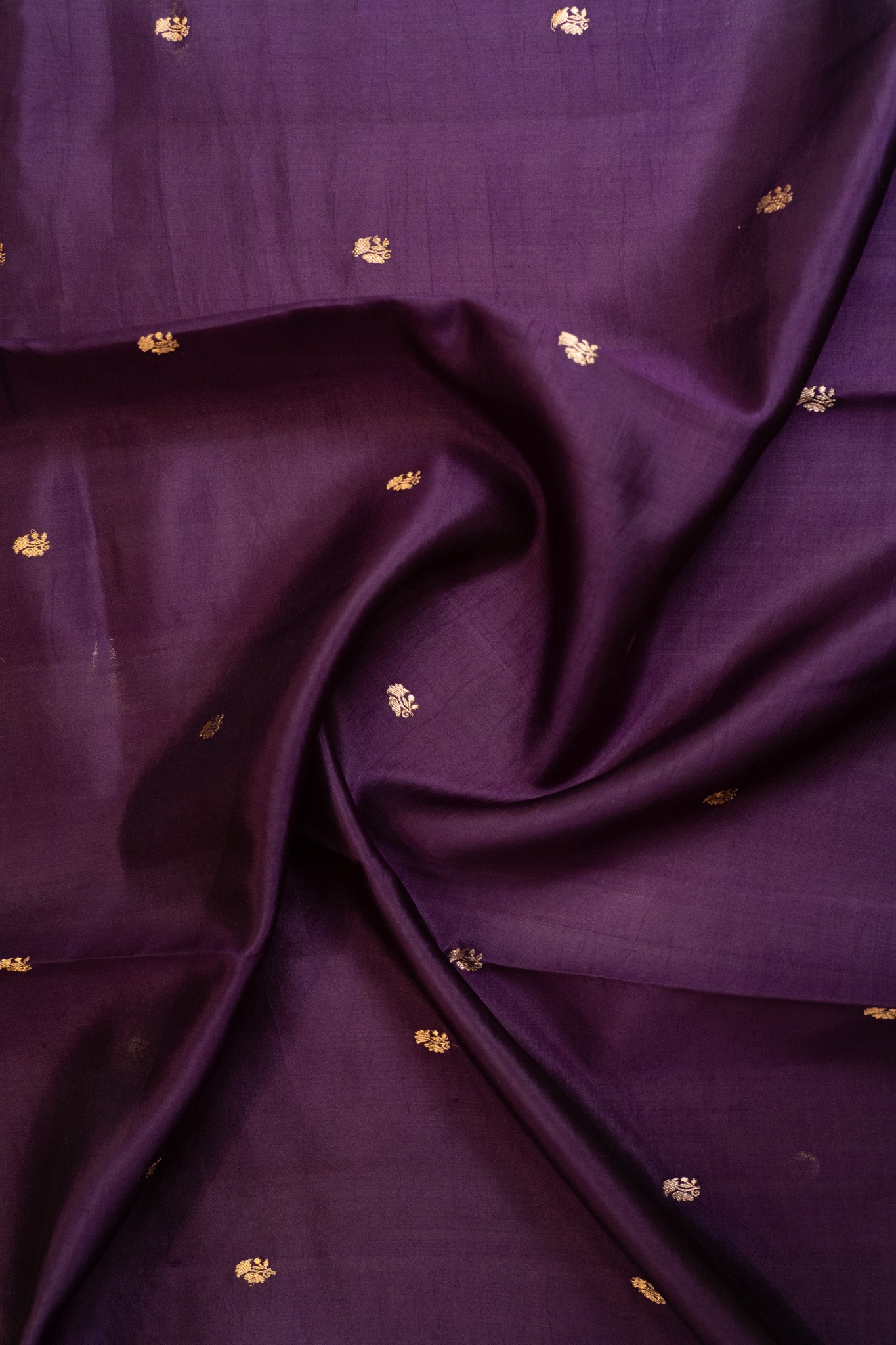 Eggplant purple pure Banaras mashru silk saree