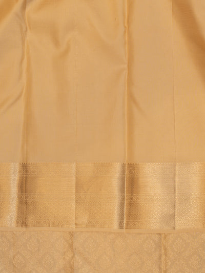 Ivory floral brocade pure Kanchipuram silk saree