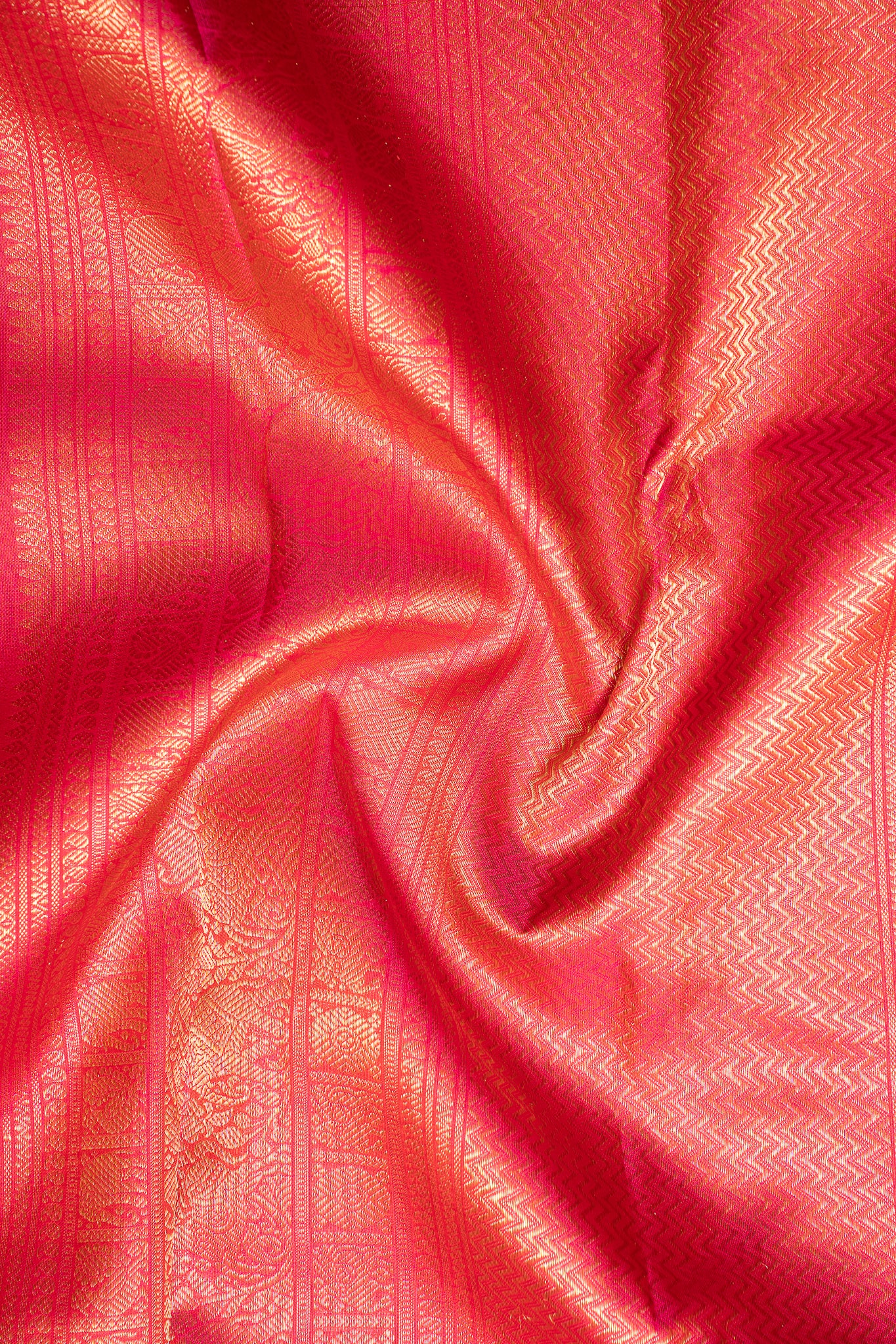 Tangerine Orange Veldhari Checks Pure Zari Kanchipuram Silk Saree - Clio Silks