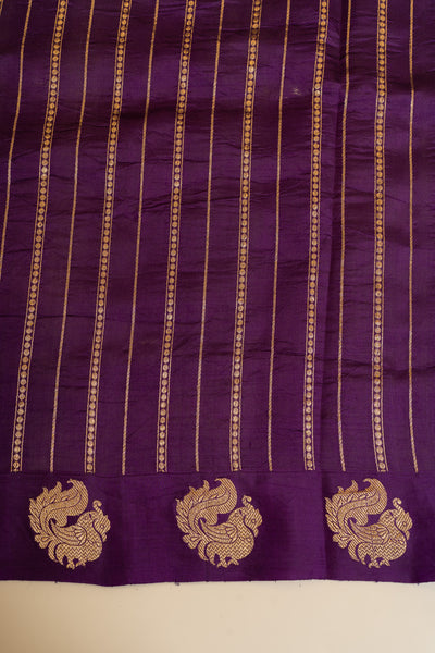 Eggplant purple pure Banaras mashru silk saree