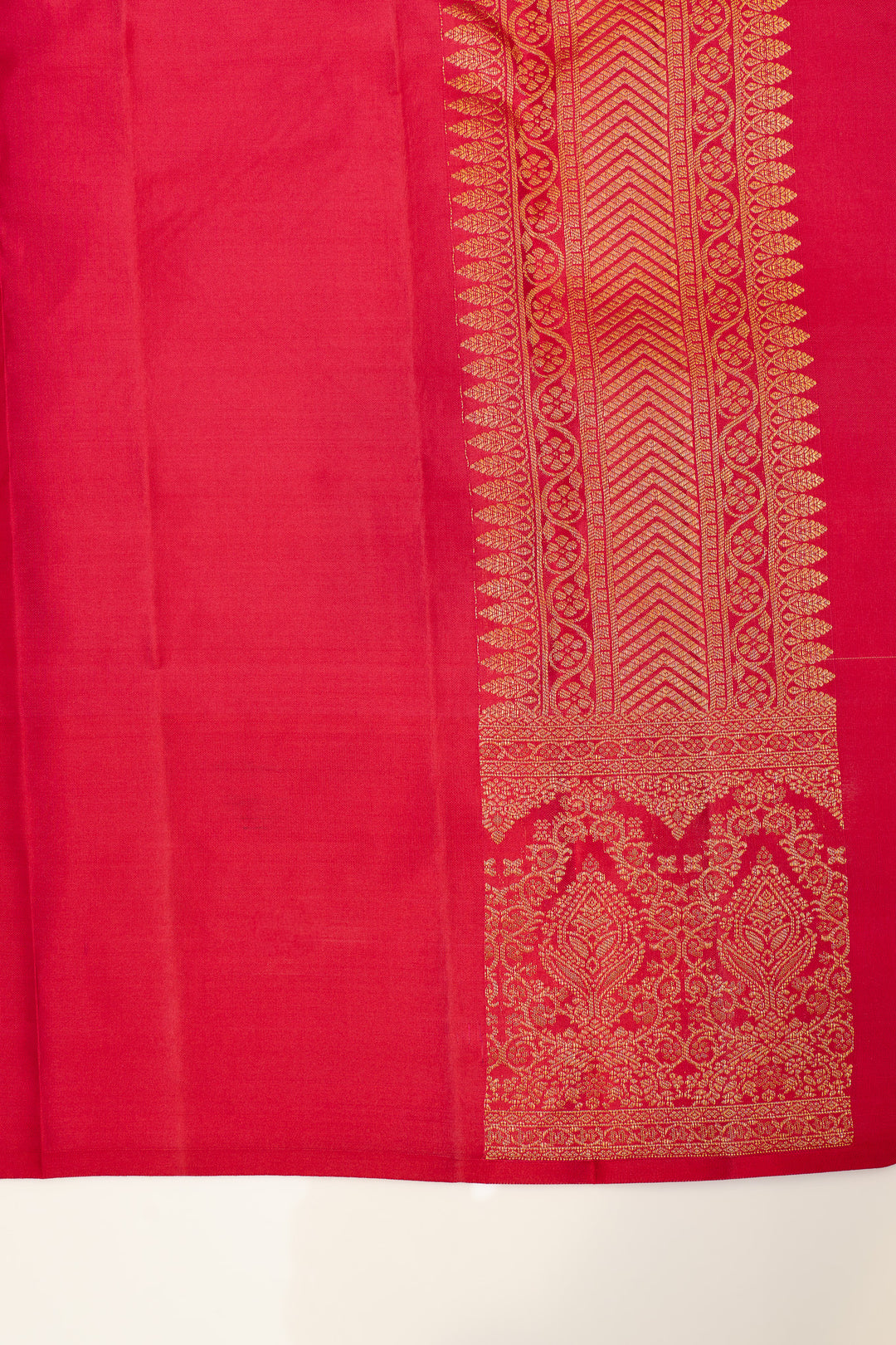Peach and red rangkat brocade pure Kanchipuram silk saree