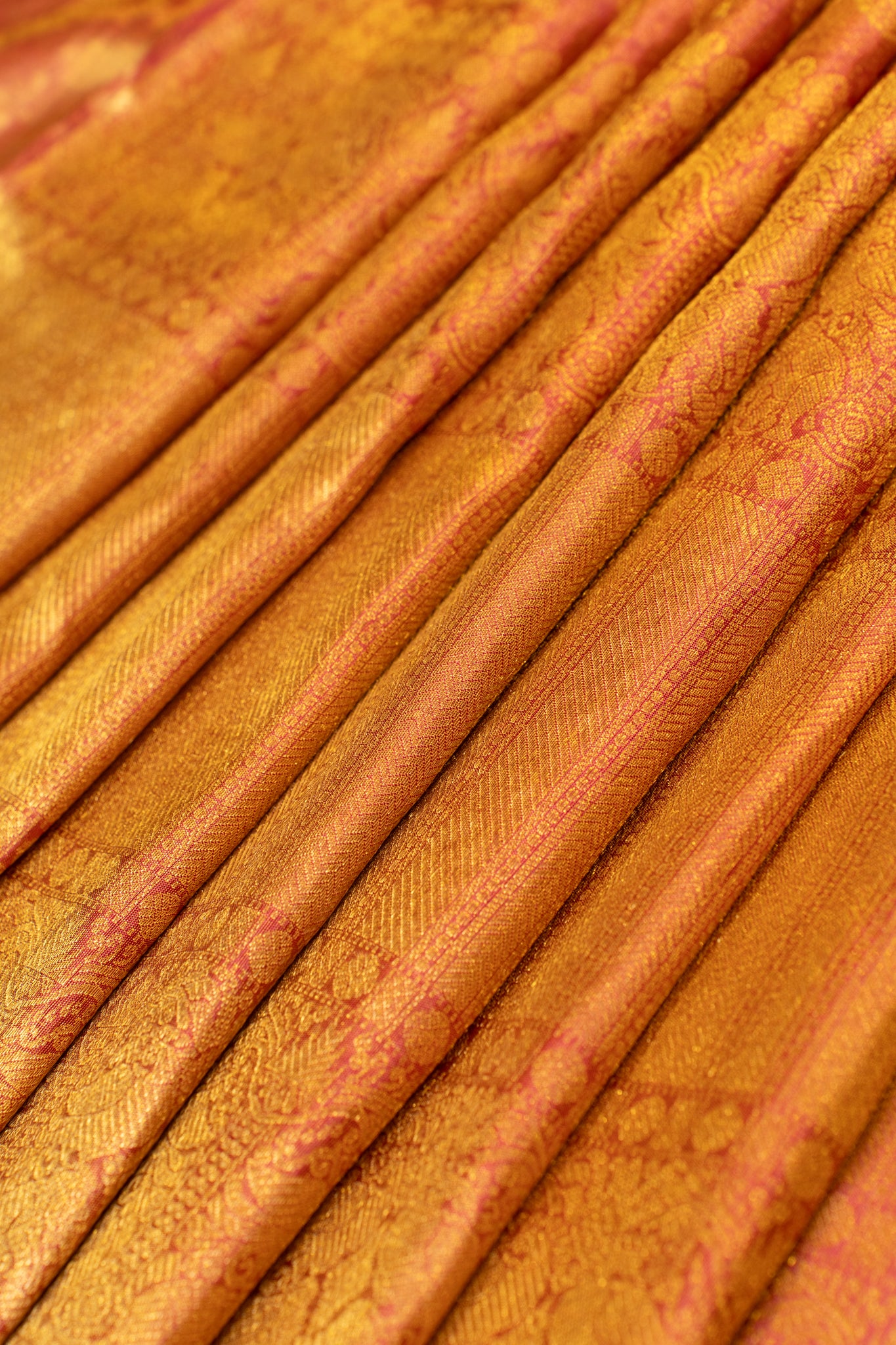 Red and gold paisley pure zari tissue Kanchipuram silk saree