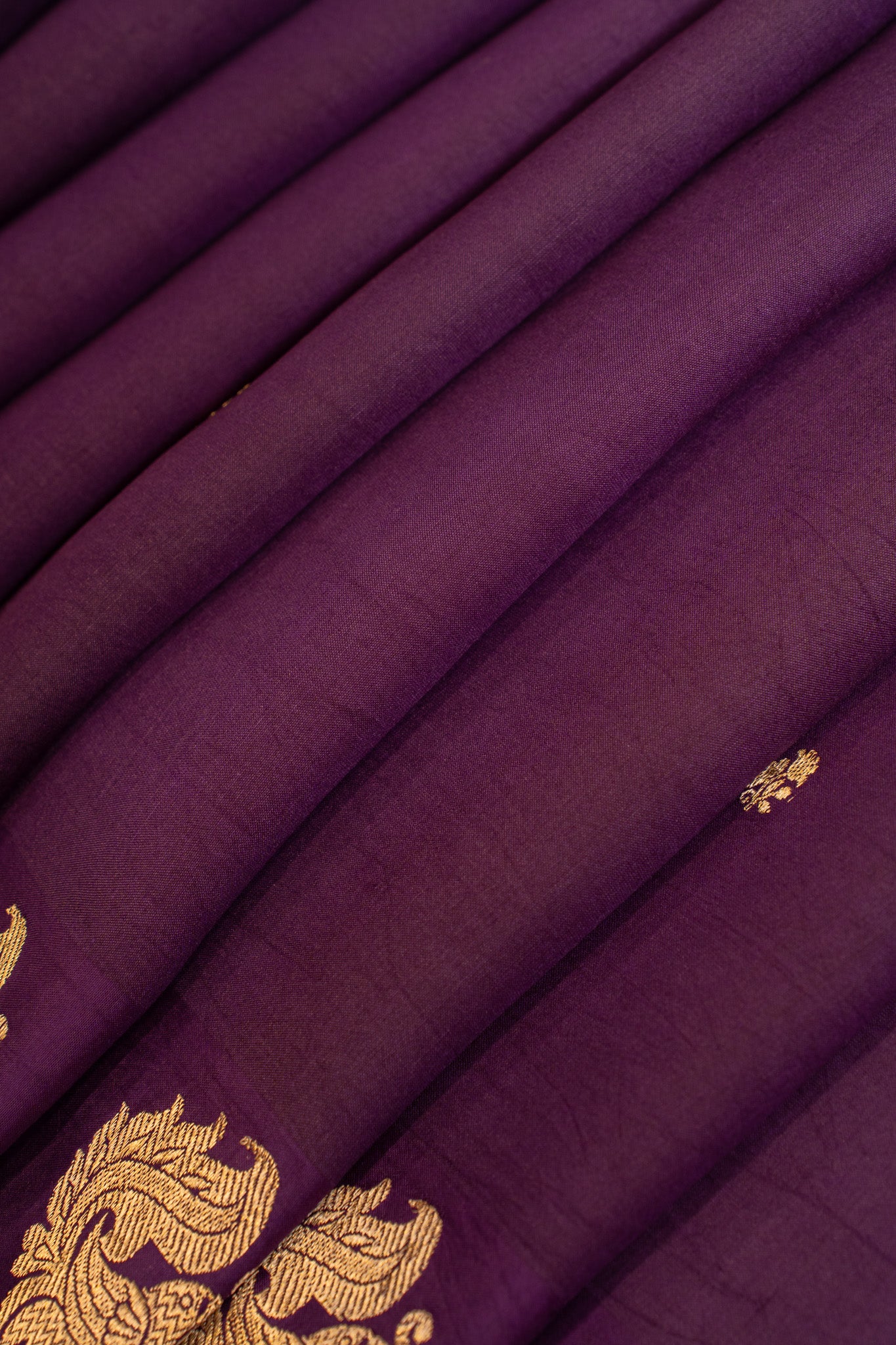 Eggplant purple pure Banaras mashru silk saree