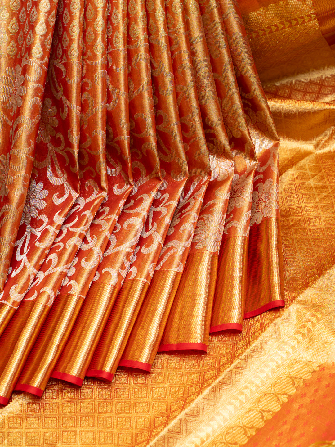 Red and Gold Tissue Kanchipuram silk saree