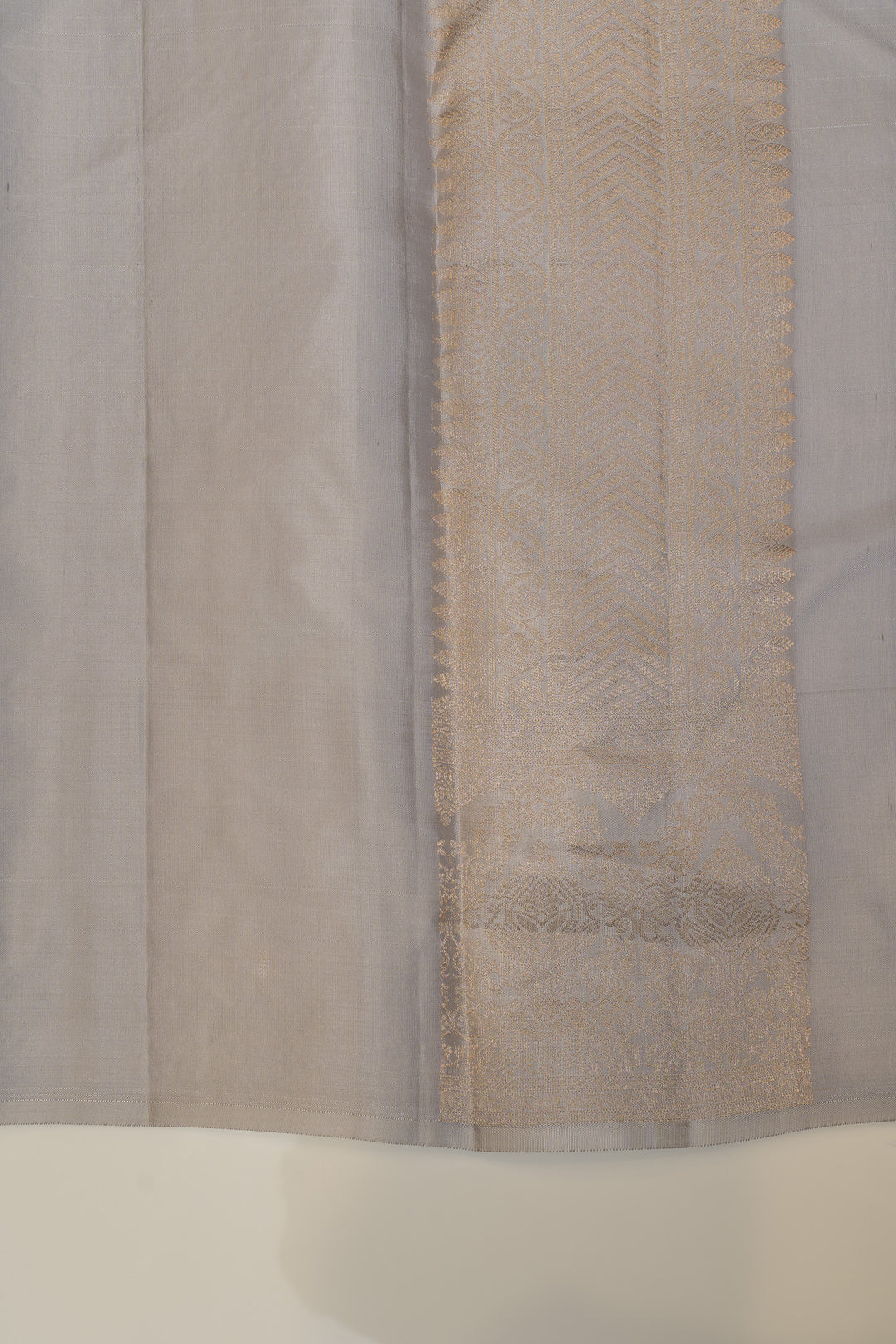 Grey and gold rangkat brocade pure Kanchipuram silk saree