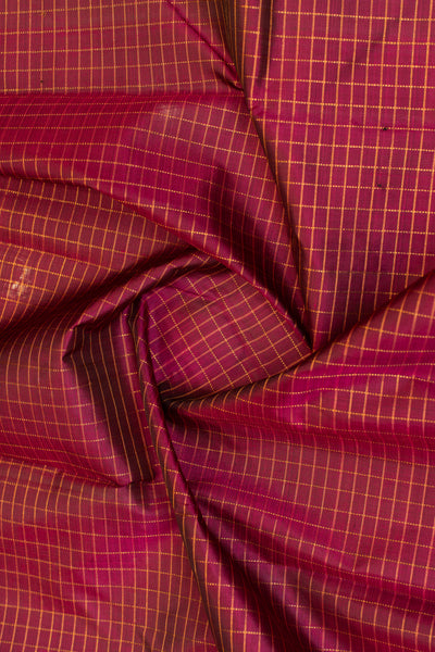 Purple checks and pink stripes pure Kanchipuram silk saree