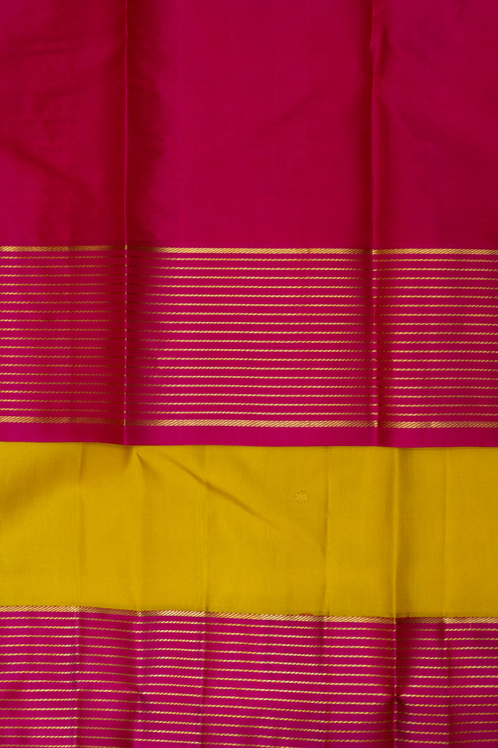 Yellow and Magenta Pure Kanchipuram Silk Saree - Clio Silks
